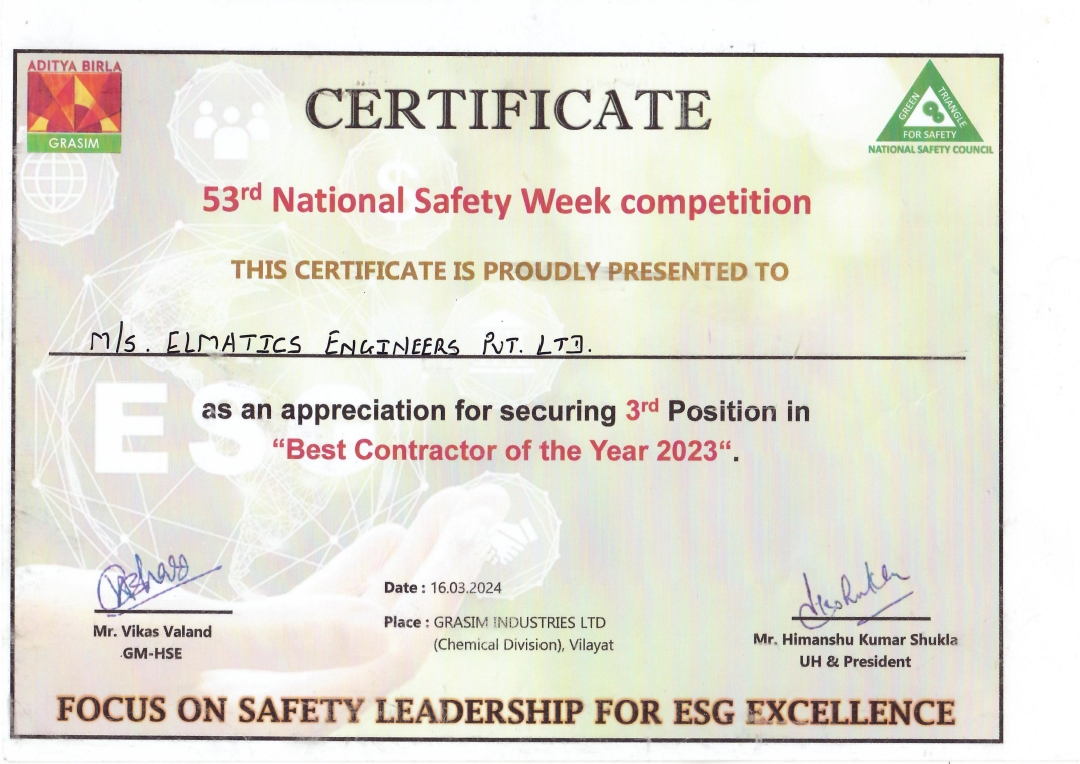 Grasim Industries Vilayat Chemical Certificate 2023