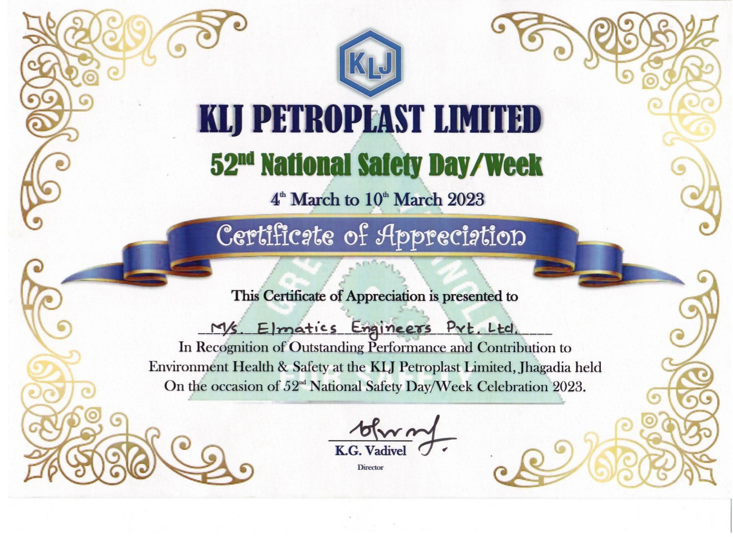 KLJ Group Safety Award 2023