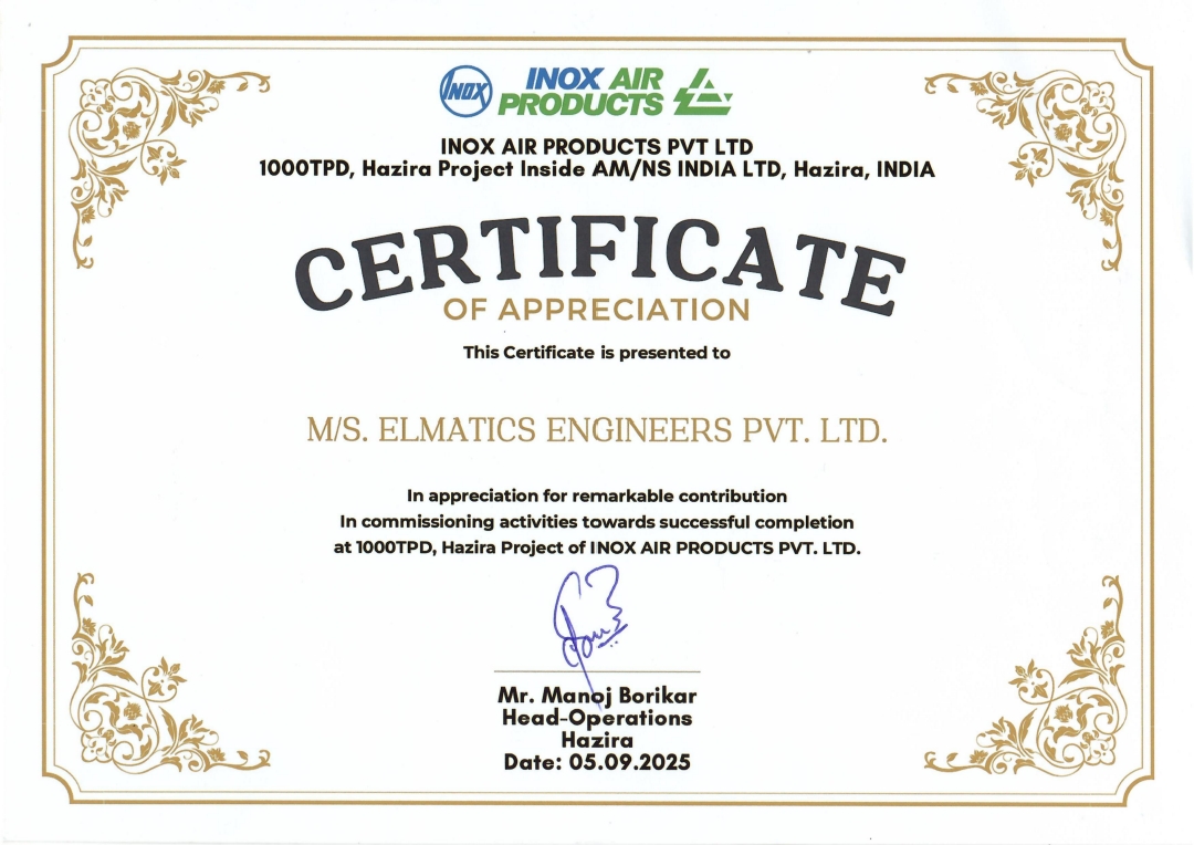 INOX Air Products Certificate of Appreciation 1000 TPD 2025